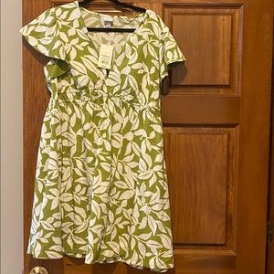 A New Day Green and White Leaf Print Mini Dress